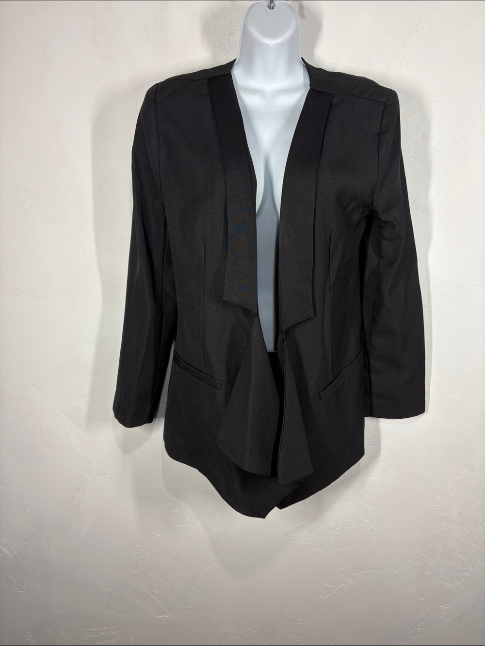 BB Dakota Black Draped Open-Front Women's Blazer size 8